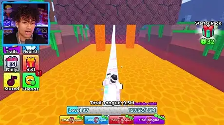 Animated Tongue Escape slide run with the Total Tongue counter climbing as the character races